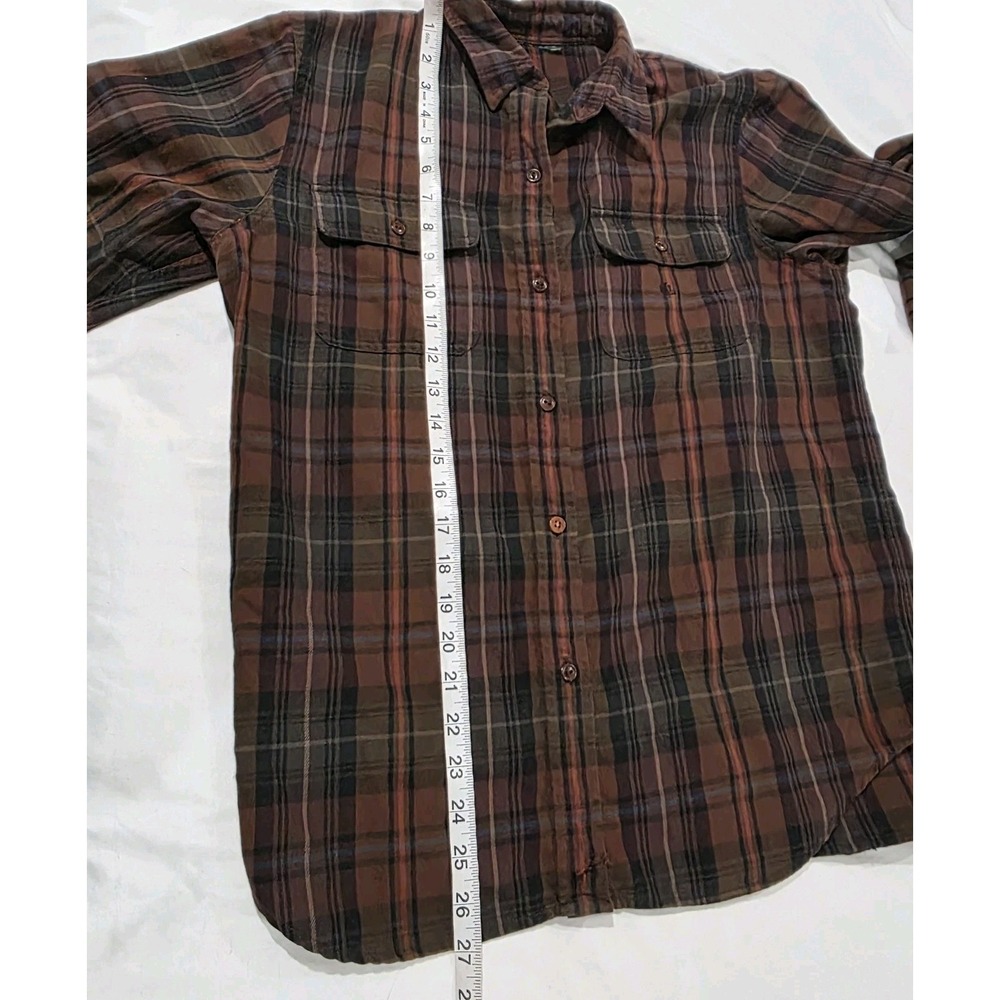 Vintage Lauren Ralph Lauren Womens Button Up Top Size Medium Plaid Neutral Brown - Picture 5 of 7